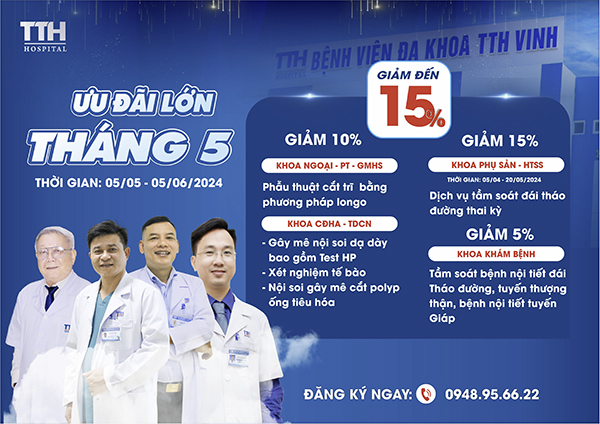 CHÀO THÁNG 5 – CHỐT NGÀN ƯU ĐÃI KHỦNG từ Bệnh viện đa khoa TTH Vinh